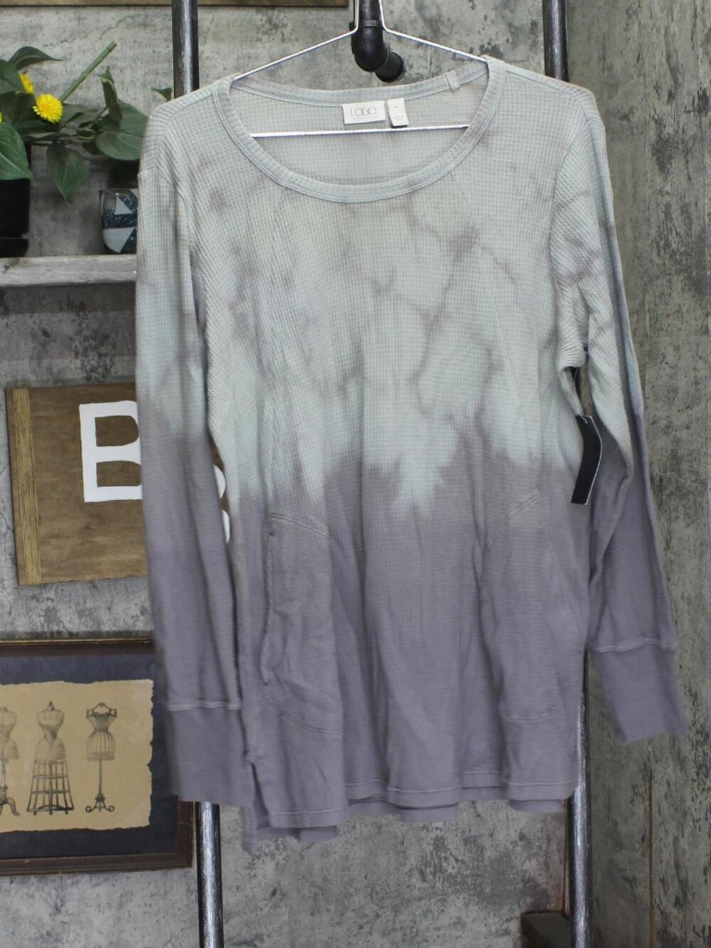 Logo By Lori Goldstein Gray Logo By Lori Goldstein Neck Dye Effect M Sz M